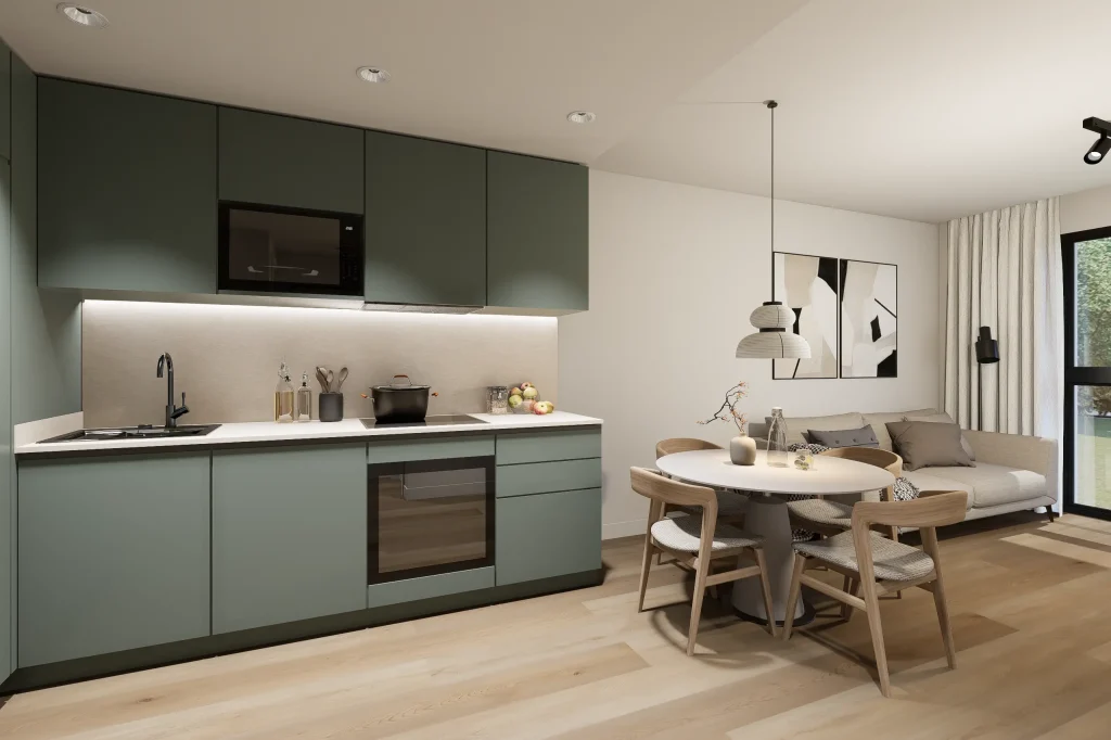 Cocina comedor de una vivienda de La Noria Homes